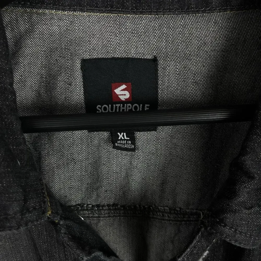 Southpole Denim Jacket Men's XL Acid Wash Hand Painted Moon Child Grungecore